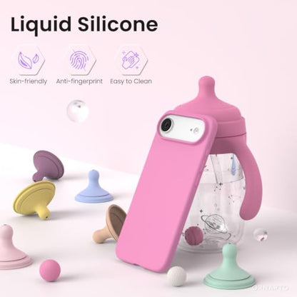ORNARTO for iPhone Air Case 6.5", Slim Liquid Silicone 3 Layers Soft Gel Rubber Shockproof Protective Cover with Anti-Scratch Microfiber Lining-Peach Pink - color: Peach Pink