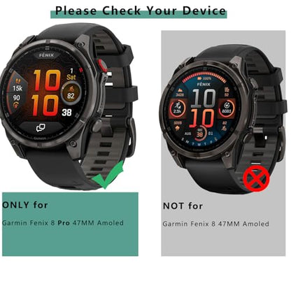 [1+4 Pack] Case with Tempered Glass Screen Protector Compatible with Garmin Fenix 8 Pro AMOLED 47MM (Not for Fenix 8 47mm AMOLED/Solar), Bumper Full Coverage Protective Soft Cases Face Cover for Fenix 8 Pro AMOLED 47MM - size: for Fenix 8 Pro AMOLED 47MM