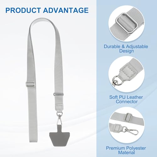 PATIKIL Smart Phone Lanyard with Wrist Strap and Patches for Most Smartphones ID Badges Keychain - color: Gray
