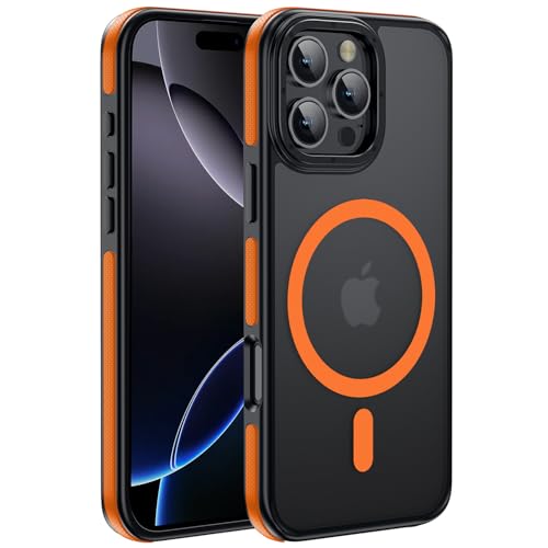 Strong Magnetic case for iPhone 16 Pro [10Ft Military-Grade Protection] Compatible with fit MagSafe Shockproof Slim Thin Cover 6.3 inch 16 Pro Phone case, Orange Bumper - color: A5-Orange Bumper, size: iPhone 16 Pro(6.3")
