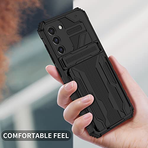 for Samsung Galaxy S21 FE Wallet Case with Card Holder, Black | Detachable Card Holder, Built-in Kickstand, with Screen Protectors, Military Grade, Full Body Shockproof - size: for Galaxy S21 FE - 6.4''