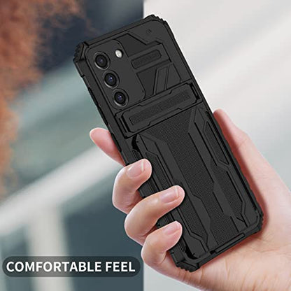 for Samsung Galaxy S21 FE Wallet Case with Card Holder, Black | Detachable Card Holder, Built-in Kickstand, with Screen Protectors, Military Grade, Full Body Shockproof - size: for Galaxy S21 FE - 6.4''