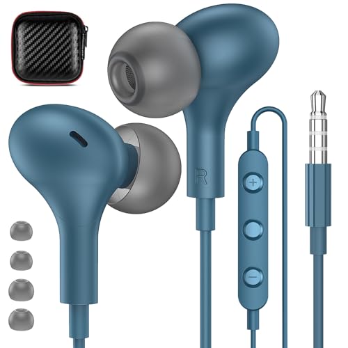 APETOO Wired Earbuds in-Ear Headphones 3.5mm Jack for Laptop/School Blue - color: Blue