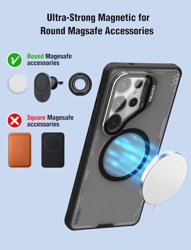Nillkin Magnetic Case for Samsung Galaxy S26 Ultra, [2-in-1 Lens Cover & Hidden Kickstand] [MagSafe Compatible & Anti-Yellowing] Shockproof S26 Ultra Translucent Slim Case for Men Women, Clear Black - color: Clear Black