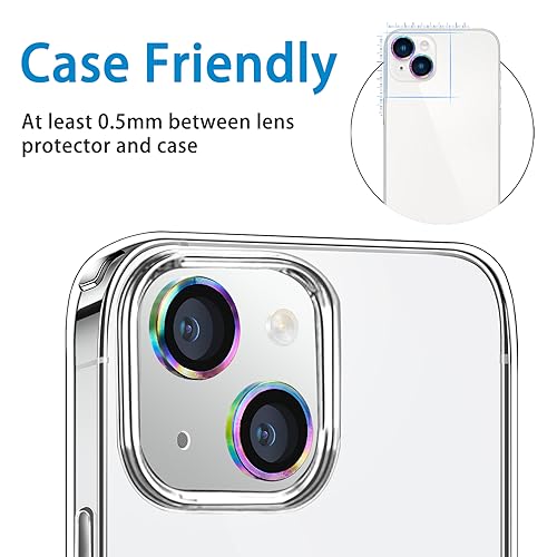 for iPhone 13 Mini/iPhone 13 Camera Lens Protector, Anti-Scratch 9H Tempered Glass Metal Camera Screen Protector Shockproof Cover Film Ring -2 Pcs Silver - color: Silver