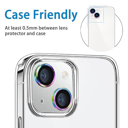for iPhone 13 Mini/iPhone 13 Camera Lens Protector, Anti-Scratch 9H Tempered Glass Metal Camera Screen Protector Shockproof Cover Film Ring -2 Pcs Silver - color: Silver