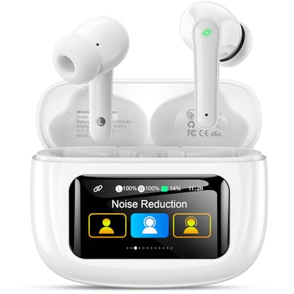 ZIUTY Wireless Earbuds Bluetooth 4.0 Headphones, Ear Buds with ANC Noise Cancelling, ENC Clear Calls, Touchscreen LED Display Case, 48H Playtime, Stereo Sound, IPX7 Waterproof for Sports Workout