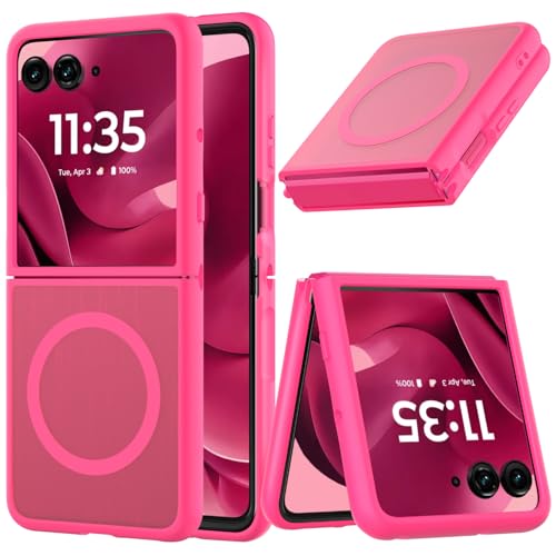 Case for Motorola Razr Ultra 2025/Razr Ultra 2026 Magnetic Cover Phone Case,Slim-Fit Hard PC Bumper Shockproof Silicone Protective Cases,Hot Pink - color: Magnetic Hot Pink-Motorola Razr Ultra 2025/2026