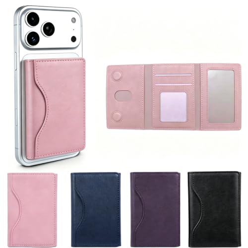 Phone Card Holder, Adhesive Phone Wallet, Small Wallet for Women - color: Pink