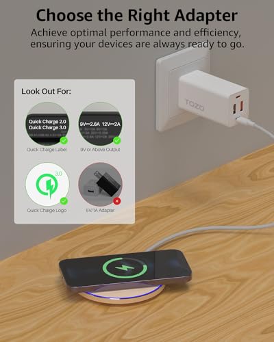 TOZO W1 New Anti-Slip Aircraft-Grade Aluminum Wireless Charger 15W Max Fast Wireless Charging Pad Compatible with iPhone 17/17 Pro/17 Pro Max/Air/16/15/14/SE Series, Samsung Galaxy S25/S24/S23