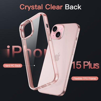 JETech Case for iPhone 15 Plus 6.7-Inch, Non-Yellowing Shockproof Phone Bumper Cover, Anti-Scratch Clear Back (Pink) - color: Pink, size: iPhone 15 Plus