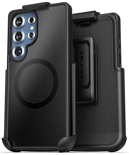 Encased Belt Holster Case for Samsung Galaxy S25 Ultra, (Slim Fit) Case with Rotating Phone Holder Clip (Magnetic, Compatible with MagSafe) Matte Black - color: Black, size: S25 Ultra