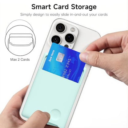 oakxco Phone Wallet Stick On, Secure Phone Card Holder Silicone, Adhesive Pocket Sleeve ID Credit Card, Slim Thin Card Case for Men Women Cute, Compatible with Apple iPhone Samsung Pixel, Mint - color: Mint