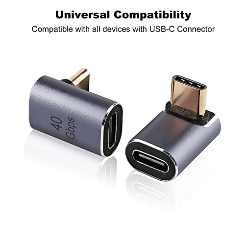 AreMe 90 Degree USB-C Male to Female Adapter 2 Pack, Metallic Purple - color: Metallic Purple