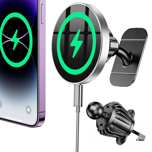 Coolpow Magsafe Car Mount Charger, Magnetic Wireless Car Charger for iPhone - color: Gray