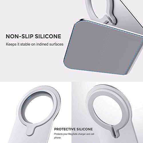 Stand for MagSafe Charger, CreaDream Aluminum Stand Holder for iPhone 16 15 14 13 12 Series, Magsafe Accessories Compatible with iPhone 16 15 14 13 12 Plus, Pro, Pro Max [MagSafe Charger Not Included] - color: Silver