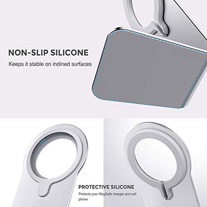 Stand for MagSafe Charger, CreaDream Aluminum Stand Holder for iPhone 16 15 14 13 12 Series, Magsafe Accessories Compatible with iPhone 16 15 14 13 12 Plus, Pro, Pro Max [MagSafe Charger Not Included] - color: Silver