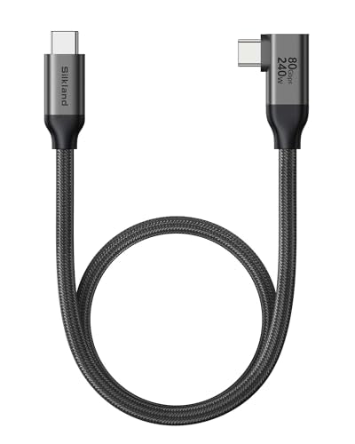 Silkland 80Gbps Right Angle USB 4 Cable for Thunderbolt 5 Cable 240W 1.6FT - size: 1.6FT