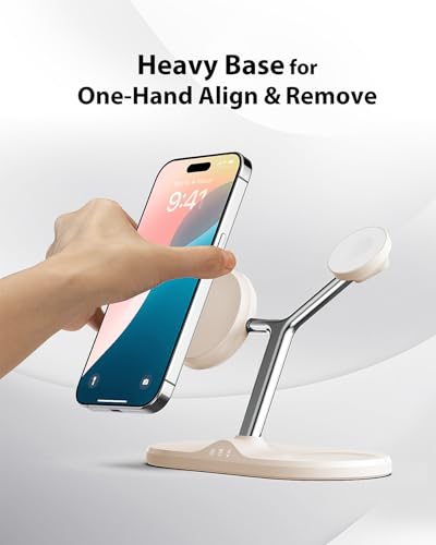 3 in 1 Wireless Charging Station for Apple Devices with MagSafe - color: Warm Gray, size: Included adapter