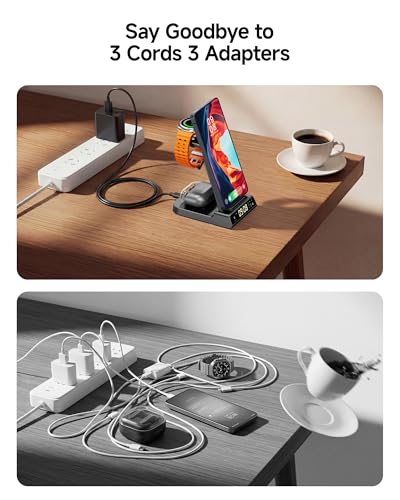 3 in 1 Wireless Charger for Samsung Galaxy S26 Ultra, Galaxy Watch 8, Buds - color: Black