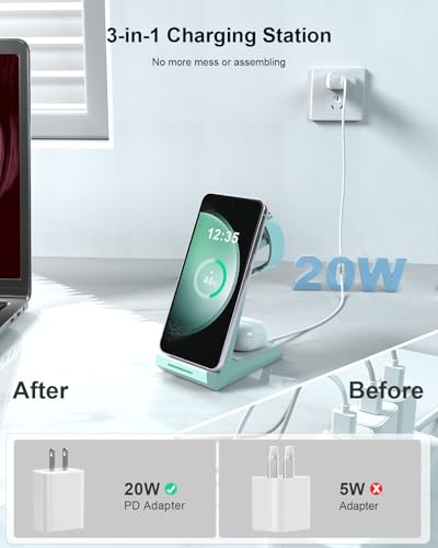 NANAMI 3 in 1 Wireless Charger for Samsung Phone and Watch, Galaxy S26/S25 - color: Green