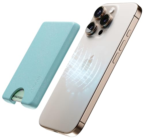 Casely MagWallet | Aquamarine | Ocean Blue Shimmer | Slim Wallet Card Holder | Compatible with MagSafe | Soft-Touch Hard Silicone | Holds Up to 3 Cards - color: Aquamarine | Ocean Blue Shimmer Glitter