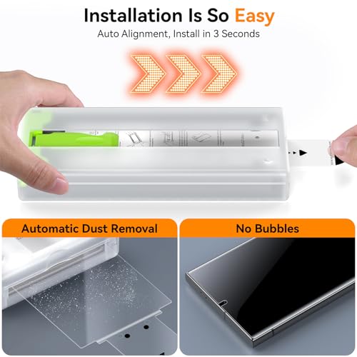 2 Pack for Samsung Galaxy S23 Ultra / S22 Ultra 6.8” Privacy Screen Protector [Non-Glass] Auto Alignment, Bubble-Free, Fingerprint ID Support, Full Coverage Anti-Spy PET Film, Case Friendly