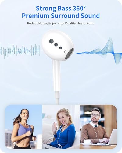 Wired Headphones for iPhone Earbuds with Lightning Connector,2 Packs Built-in Mic & Volume Control HiFi Stereo Nosie Reduction Earphones Compatible with iPhone 14/13/12/11/XR/XS/X/8/7 Support All iOS - size: Lightning