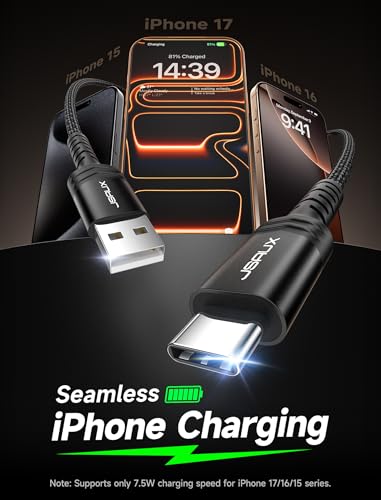 JSAUX USB to USB C Cable, USB C Cable for iPhone 17, 3-Pack (10+6.6+3.3FT) - color: Grey, size: 3.3ft+6.6ft+10ft