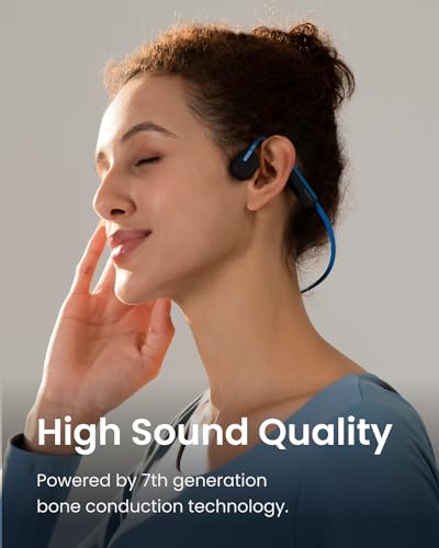 SHOKZ (AfterShokz OpenMove - Open-Ear Bluetooth Sport Headphones - Bone Conduction Wireless Earphones - Sweatproof for Running and Workouts, with Sticker Pack - color: Blue
