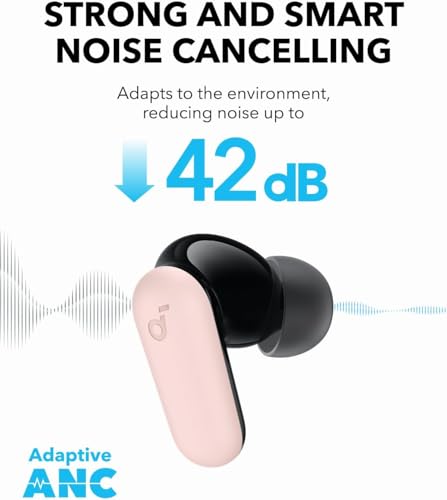 Soundcore P30i by Anker Noise Cancelling Earbuds, Hands-Free Viewing - color: Pink