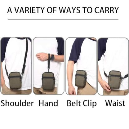 Multi-Functional Cell Phone Belt Holster, Water Repellent Nylon Crossbody Waist Bag Fits 7.2 Inch Phones, 4 Ways Wear Shoulder Hand Wrist Carry Pouch for Outdoor Travel Hiking(Green) - color: Green