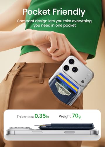 for Magsafe Wallet Magnetic Card Holder - Strong RFID Leather Card Pocket with Magnet, Compatible with iPhone 12/13/14/15/16/17 Series, Not for mini, Navy Blue - color: Navy Blue