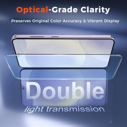 Fotbor [3+3 Pack Anti Blue Light Screen Protector for Samsung Galaxy S24 with 3 Pack Camera Lens Protector, [Alignment Frame] 9H Hardness, Easy Install, Ultrasonic Fingerprint Compatible - size: Samsung Galaxy S24 - 6.2 inch