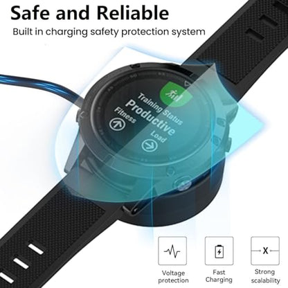 Charger Compatible for Garmin Fenix 9, Fenix 8, Fenix 7/7S/7X, Fenix 6/6S/6X, Fenix 5/5S/5X Charging Stand, Charging Dock Station Cradle Holder USB Cable for Garmin Vivoactive 6/5/4/3 Smartwatch - color: Black