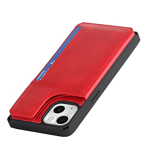 Cavor for iPhone 14 Wallet Case with Card Holder for Women, Red - color: B-Red