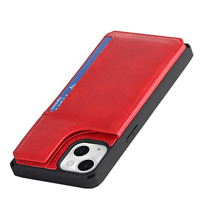 Cavor for iPhone 14 Wallet Case with Card Holder for Women, Red - color: B-Red