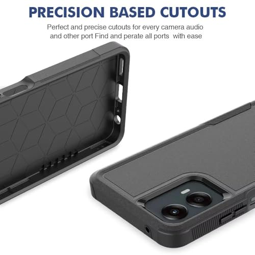 for Moto G 5G 2024 Case Dual Layer Hard Shockproof Protective Case with Tempered Glass Screen Protector Heavy Duty Hybrid Full Body Anti-Scratch Anti-Slip Phone Cover Black - color: Moto G 5G 2024