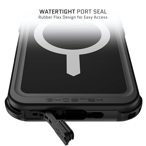 Ghostek Nautical Waterproof iPhone 16 Pro Case with Belt Clip Holster - Screen and Camera Protector, Apple MagSafe Compatible, Rugged Heavy Duty Cover (6.3 Inch, Black) - color: Black, size: iPhone 16 Pro