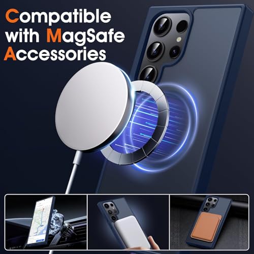 Oterkin Magnetic Samsung Galaxy S26 Ultra Case, Dark Blue | Matte, Compatible with MagSafe, Frosted Translucent, Shockproof Anti-Scratch Slim Fit, Military Grade Protection - color: S26 Ultra-Dark Blue, size: Galaxy S26 Ultra Case 6.9''