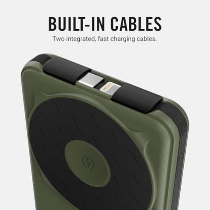 Ridge 20W Magnetic Power Bank Battery Pack 10,000mAh - Fast Charging, Compatible with MagSafe - Portable Charger Flight-Safe Travel Powerbank - Built-in Cables & Magnetic Attachment (Matte Olive) - color: Matte Olive