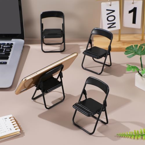 NOLITOY Mini Folding Chair Phone Holder Miniature Folding Chair Smartphone Desk Stand Dollhouse Furniture Model Foldable Decoration for Mini House Decor Photo Props 12 pcs 3.93 X 2.55 X 2.16 in