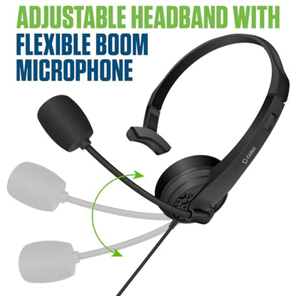 Cellet Wired Hands Free Headphones with 3.5mm Jack, Compatible to Computer Cellphone Headphone PC Skype Webinar Smart Phone Call Center Use Hands Free for delivery man Truck Driver