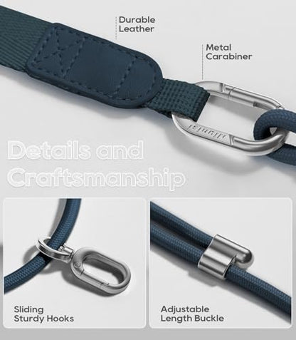 Phone Lanyard Crossbody with Phone Tabs, Adjustable Cellphone Lanyard with Skin-Friendly Neckband and Metal Carabiner - color: Denim Blue