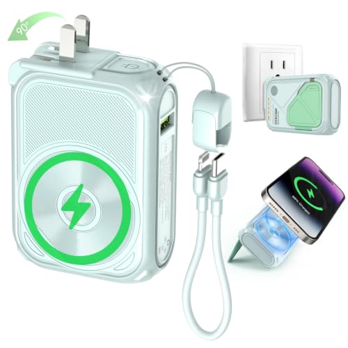 SEANCHEER P05 Portable Charger, Magnetic Power Bank, Small PowerBank Green - color: Green