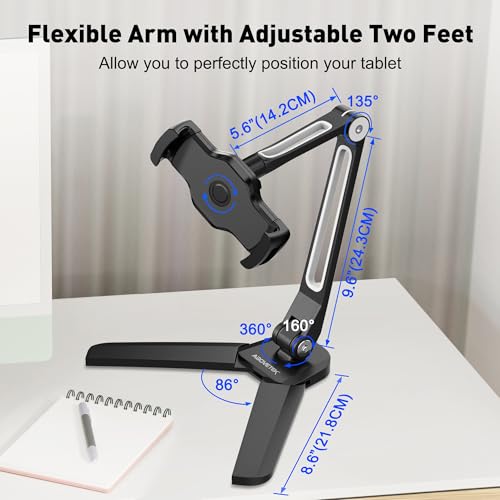 AboveTEK iPad Wall Mount, 3 in 1 Highflex 360° Under Cabinet iPads Mount for Kitchen, Tablet Celling Under Counter Holder, Kitchen Tablet Mount Fits 4.7" to 13.5" iPad, mini, Air, Surface Pro - Black - color: black