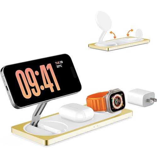 PETINO 3 in 1 Wireless Charging Station for Apple Devices with MagSafe - color: Yellow