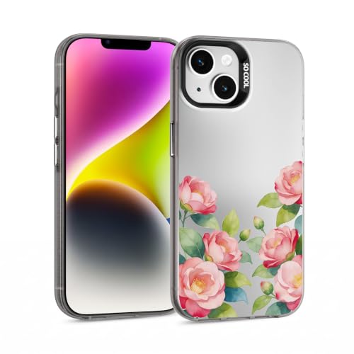 for iPhone 14 Case, TPU, Drop Protection, Camellia | Matte Silver Back, Shockproof, Fade-resistant, Anti-yellow, Lens Protection, Precise Cutout, Slim grip, Watercolor Camellia - color: Camellia, size: iPhone 14