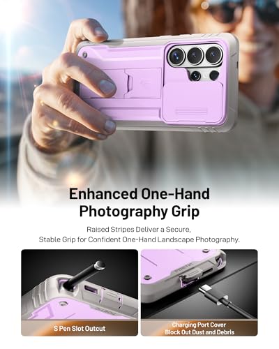 Poetic Revolution Case for Samsung Galaxy S26 Ultra, [Slide Camera Cover], [20FT Mil-Grade Drop Tested], Full-Body Military Grade Rugged Dual-Layer Shockproof Cover with Kickstand, Purple - color: Purple, size: Galaxy S26 Ultra