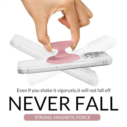 for MagSafe Phone Grip,Soft Silicone Magnetic Collapsible Cell Phone Finger Grip for iPhone 17/16/15/14/13,12 and Smartphones Tablets - Pink - color: Pink